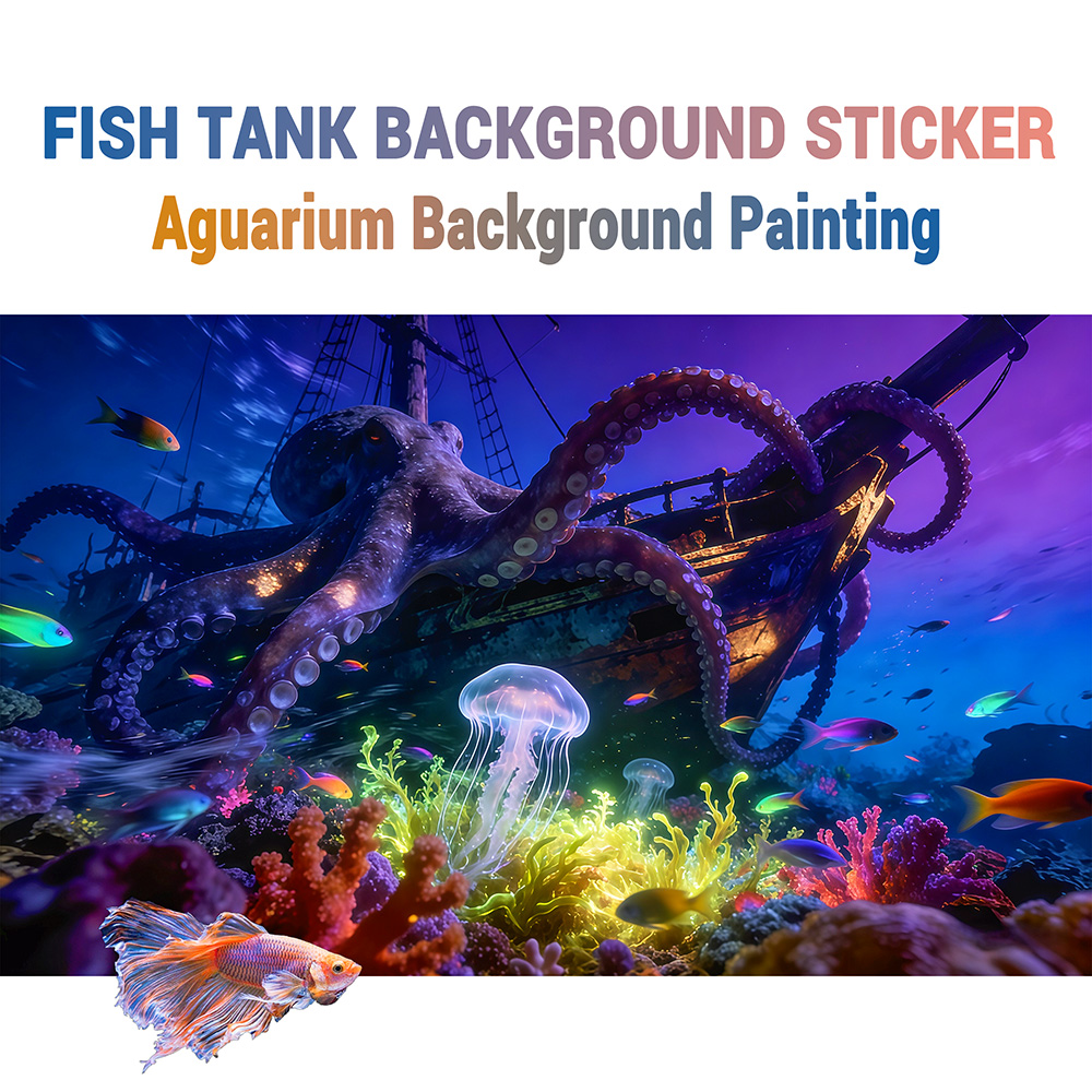 Aquarium Fish Paradise - Naklejka na tło akwarium, Raj Ośmiornic,